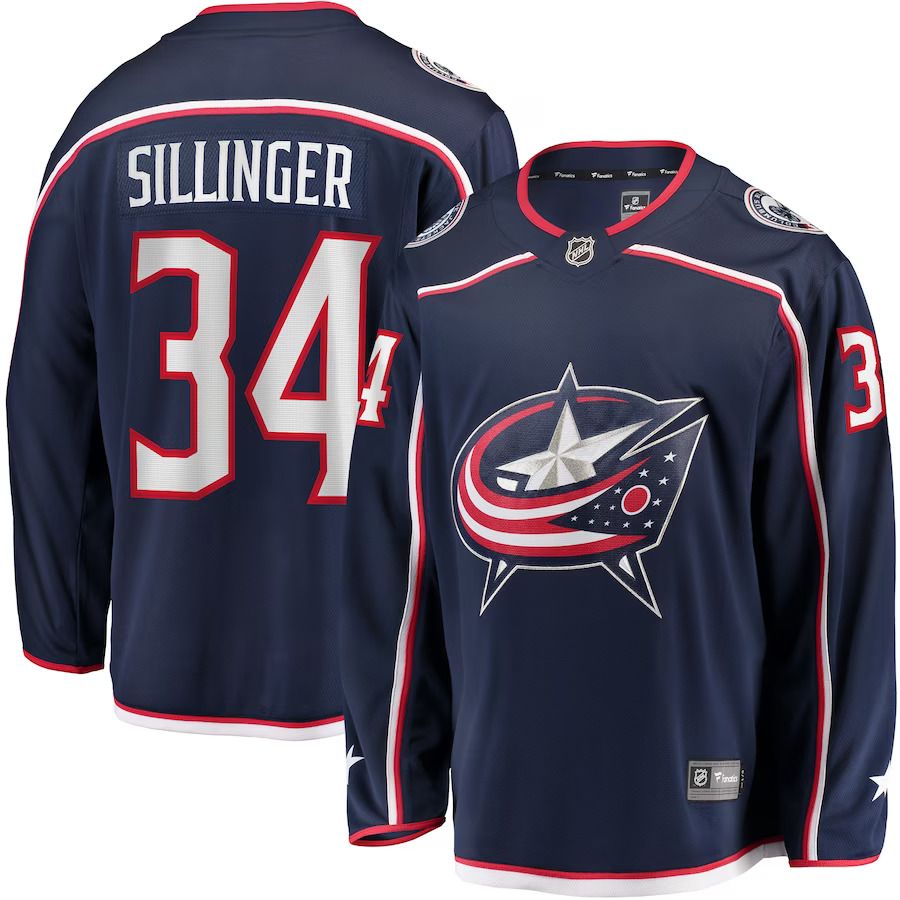 Men Columbus Blue Jackets #34 Cole Sillinger Fanatics Branded Navy Home Breakaway Player NHL Jersey->columbus blue jackets->NHL Jersey